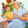 Grandma And Grand Daughter In Garden Paint By Numbers