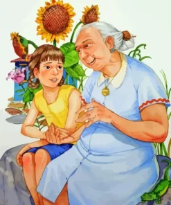 Grandma And Grand Daughter In Garden Paint By Numbers