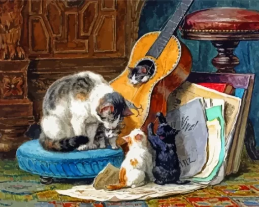 Guitar And Cats Paint By Numbers