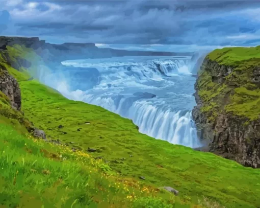 Gullfoss Waterfall In Iceland Paint By Numbers