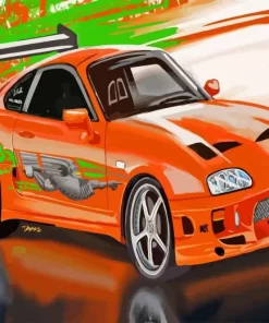 Orange Toyota Supra Mk4 Paint By Numbers