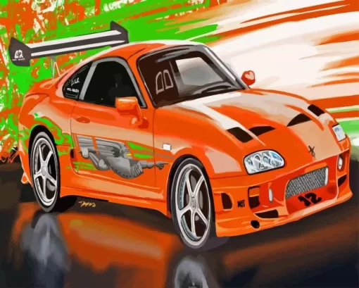 Orange Toyota Supra Mk4 Paint By Numbers