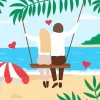 Couple Sitting Beside Sea Paint By Numbers