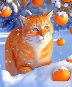 Cute Cat And Oranges Paint By Numbers