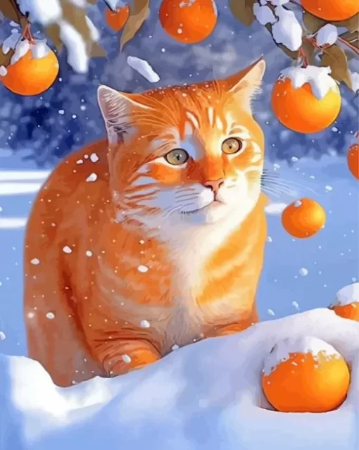 Cute Cat And Oranges Paint By Numbers