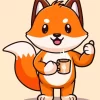 Fox Animal Drinking Coffee Paint By Numbers