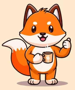 Fox Animal Drinking Coffee Paint By Numbers