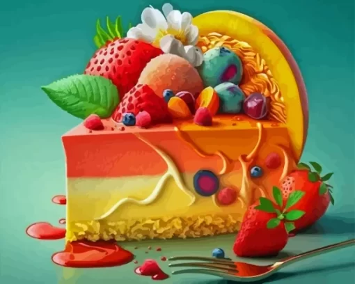 Fruit Piece Of Cake Paint By Numbers