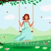 Girl Swing Under Tree Paint By Numbers