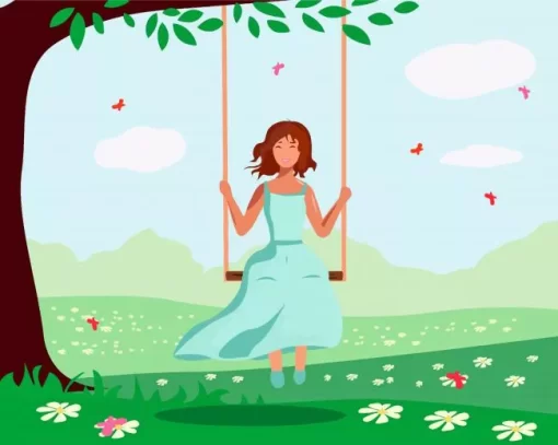 Girl Swing Under Tree Paint By Numbers