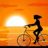 Girl With Bike Silhouette Art Paint By Numbers