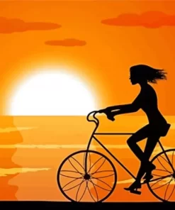 Girl With Bike Silhouette Art Paint By Numbers