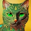 Green Cat Paint By Numbers