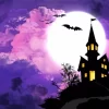 Halloween Purple Silhouette Paint By Numbers
