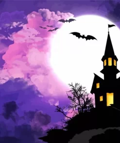 Halloween Purple Silhouette Paint By Numbers