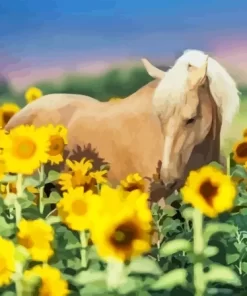 Horse In Sunflowers Field Paint By Numbers