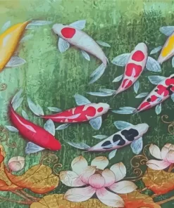 Koi Fish And Lotus Paint By Numbers