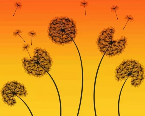 Sunset Dandelions Silhouette Paint By Numbers