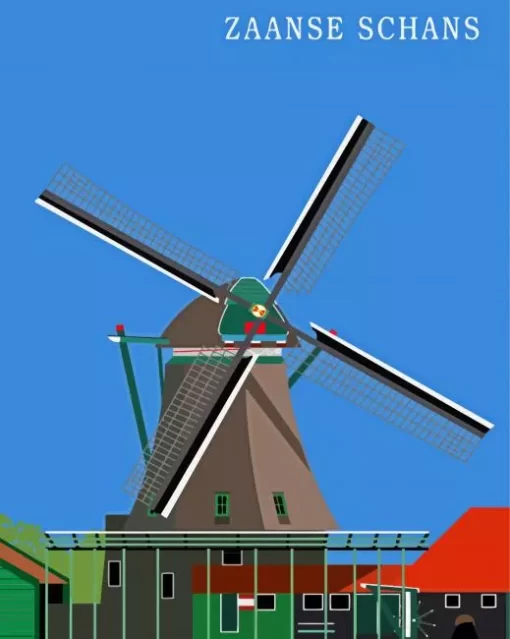 Zaanse Schans Windmill Paint By Numbers