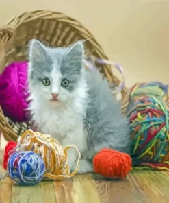 Kitten With Yarns Paint By Numbers