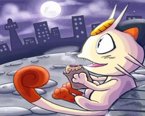 Meowth Watching The Moon Paint By Numbers