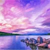 Moosehead Lake Maine Pink Sunset Paint By Numbers