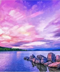 Moosehead Lake Maine Pink Sunset Paint By Numbers