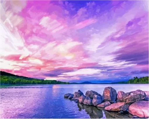 Moosehead Lake Maine Pink Sunset Paint By Numbers