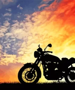 Motorcycle Silhouette In Sunset Paint By Numbers