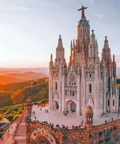 Mount Tibidabo Barcelona At Sunset Paint By Numbers