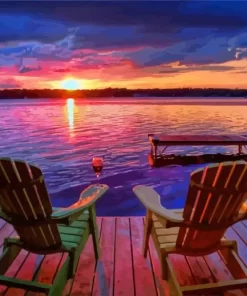 Muskoka Chairs At Sunset Paint By Numbers