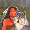 Native American Indian Girl With Wolf Paint By Numbers