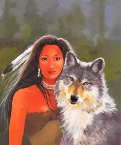 Native American Indian Girl With Wolf Paint By Numbers