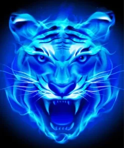 Neon Blue Tiger Paint By Numbers