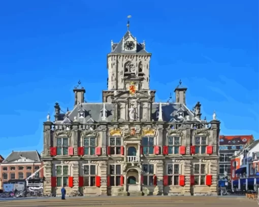 Netherlands Delft Town Hall Paint By Numbers