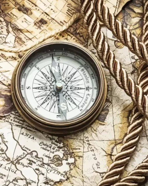 Old Vintage Compass Rose Paint By Numbers