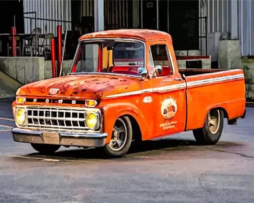 Orange Old Ford Paint By Numbers