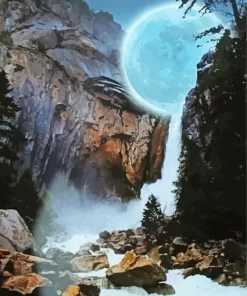 Moonlight Waterfall Rocks Paint By Numbers