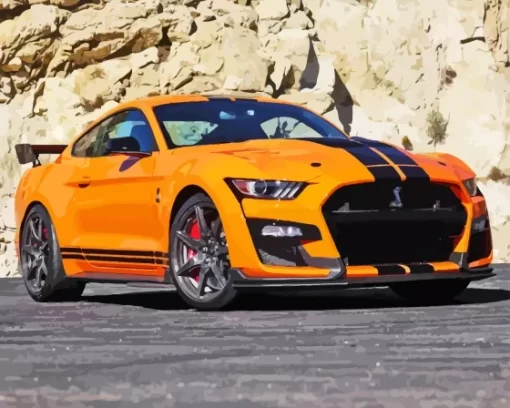 Orange Mustang Shelby Gt500 Paint By Numbers