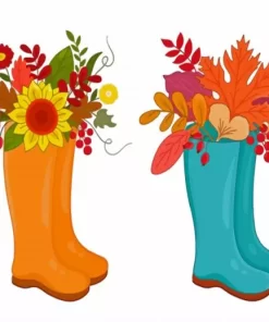 Orange And Blue Gumboots Paint By Numbers