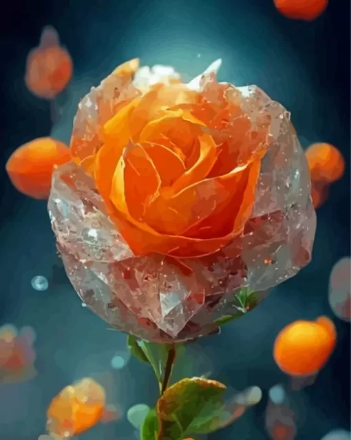 Orange Frozen Rose Paint By Numbers